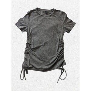 Shein Maternity T-Shirt Women Large Gray SS Crew Neck Pullover Tie Sides